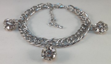 Armband schakel met strass balletjes