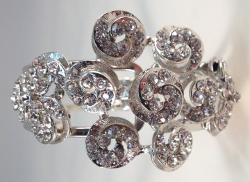 Beugel Armband bloemen strass