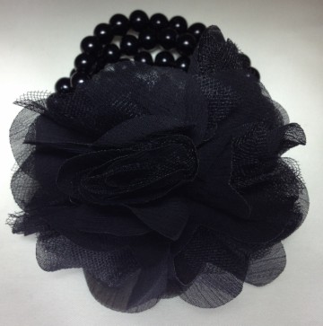 Armband parel zwart / bloem