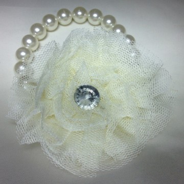 Armband parel wit / bloem