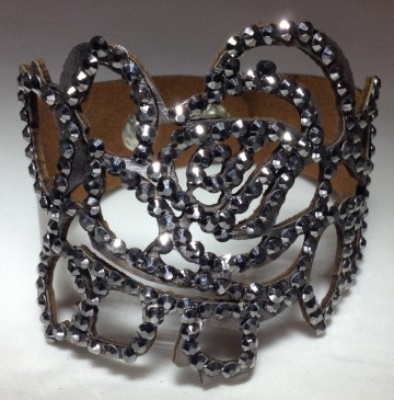 Lederen Armband strass