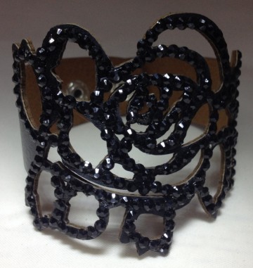 Lederen Armband strass