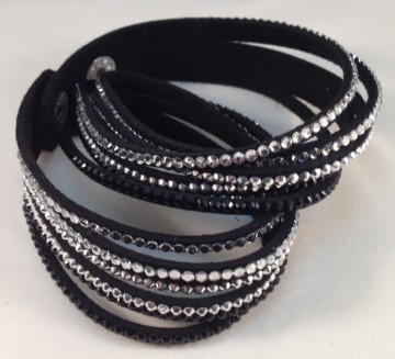 Lederen wikkel strass