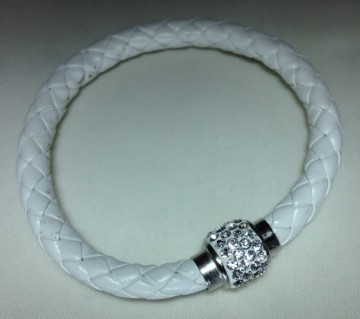 Lederen strass armband