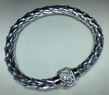 Lederen strass armband