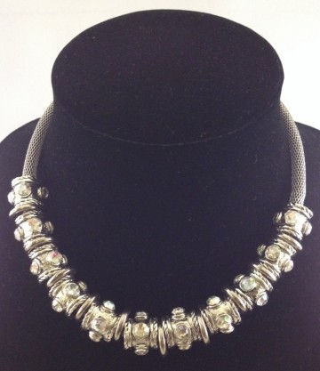 Zilverkleurige bling Ring ketting