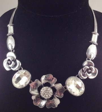 ketting bloem strass