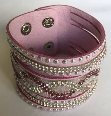 Lederen armband met strass