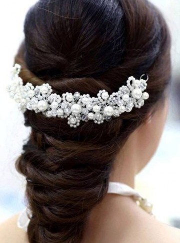 Haarband Tiara - parel/glas