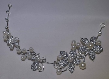 Haarband Tiara - bloem/parel/strass