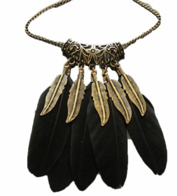 Ketting met veren zwart