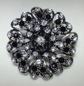 Ring Bloem Strass / Onyx