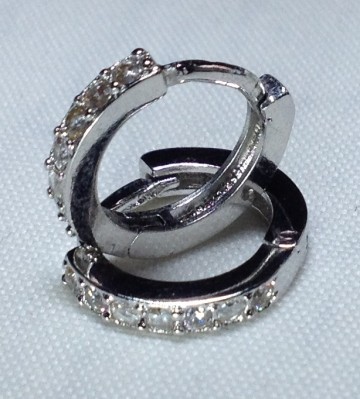 Oorring zilver strass