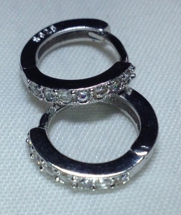 Oorring zilver strass
