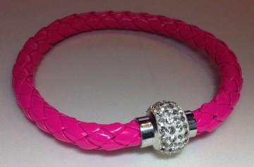 Lederen strass armband