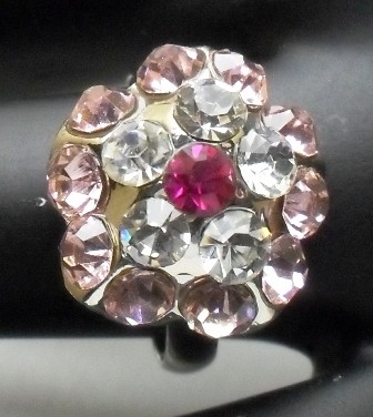 Ring met strass roze