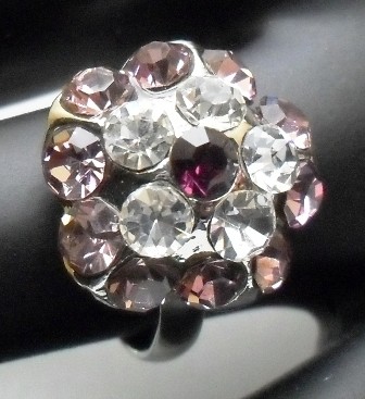Ring met strass paars