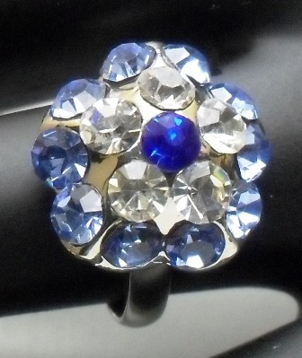 Ring met strass blauw
